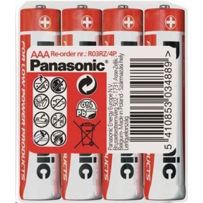 PANASONIC Zinkouhlíkové baterie Red Zinc R03RZ/4P AAA 1,5V (shrink 4ks)