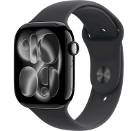 Apple Watch Series 11 GPS + Cellular 42mm Jet Black Aluminium Case with Black Sport Band - M/L